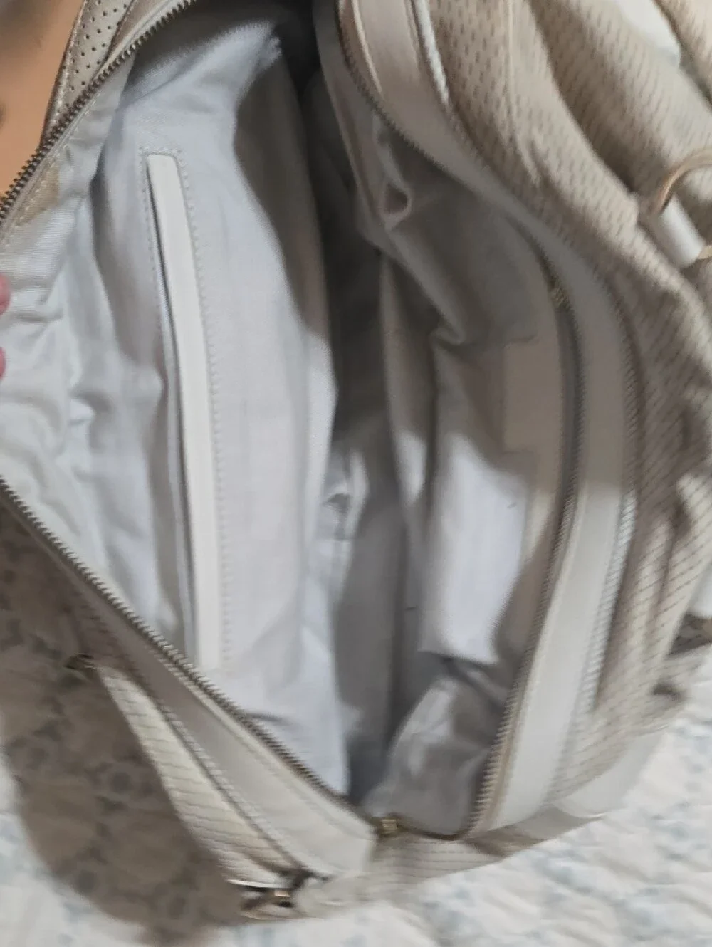 Hugo Boss White Perforated Shoulder Bag with Dual Front Flap Pockets